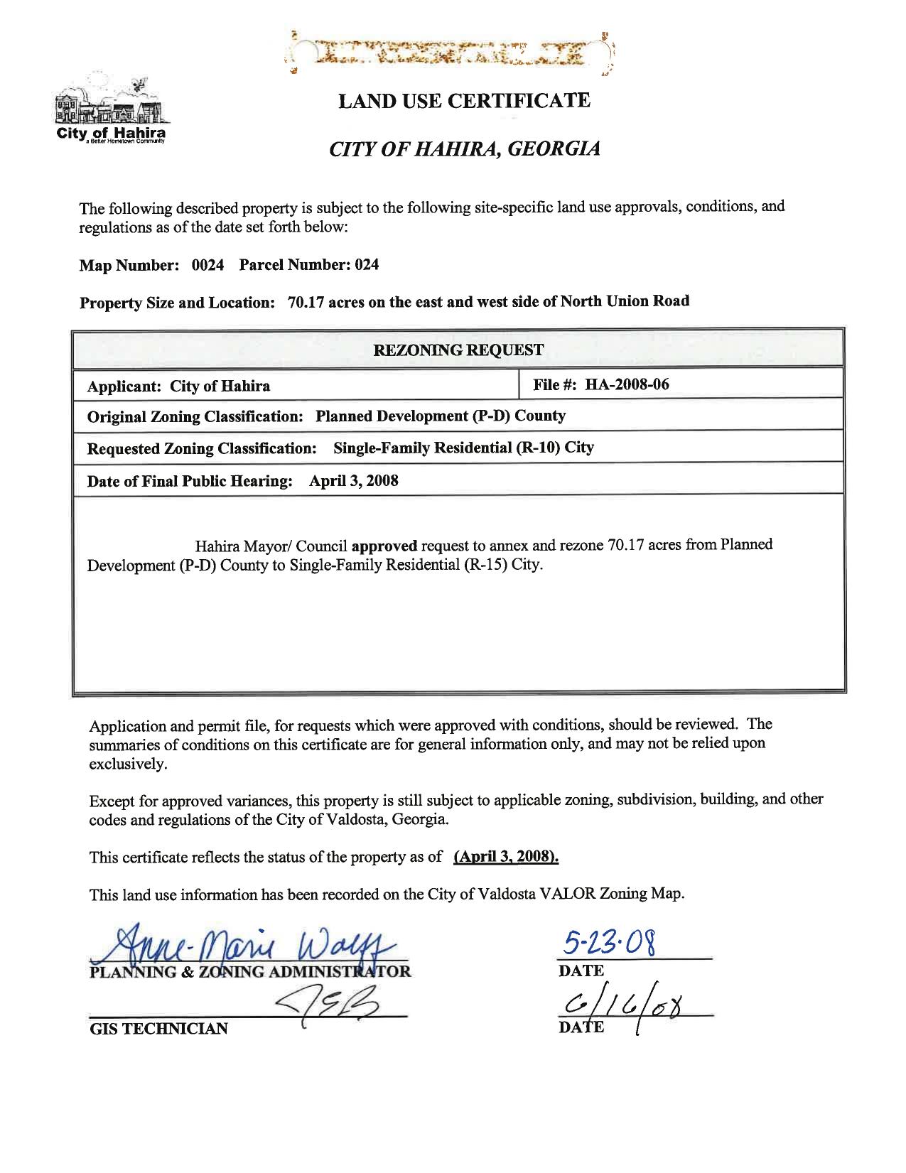 Land Use Certificate