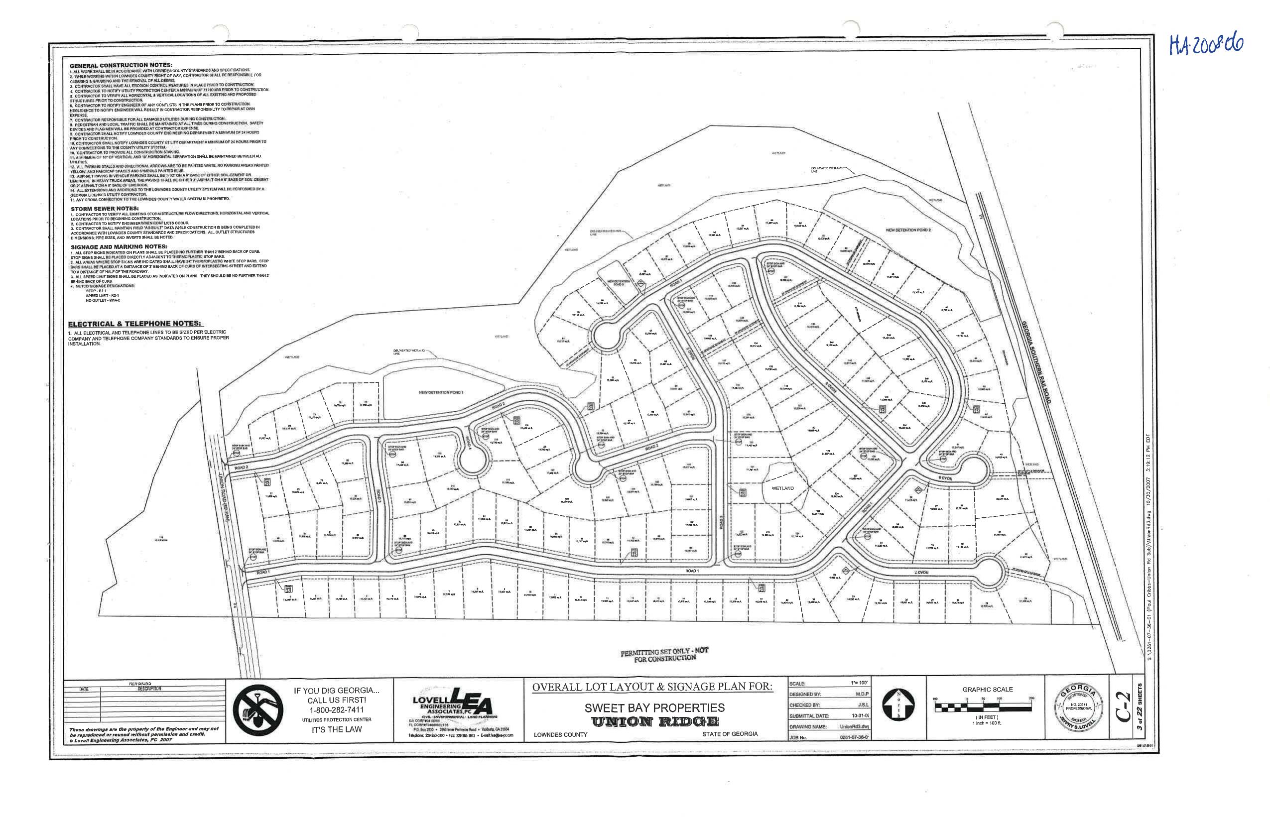 Overall Lot Layout & Signage for Sweet Bay Properties Union Ridge