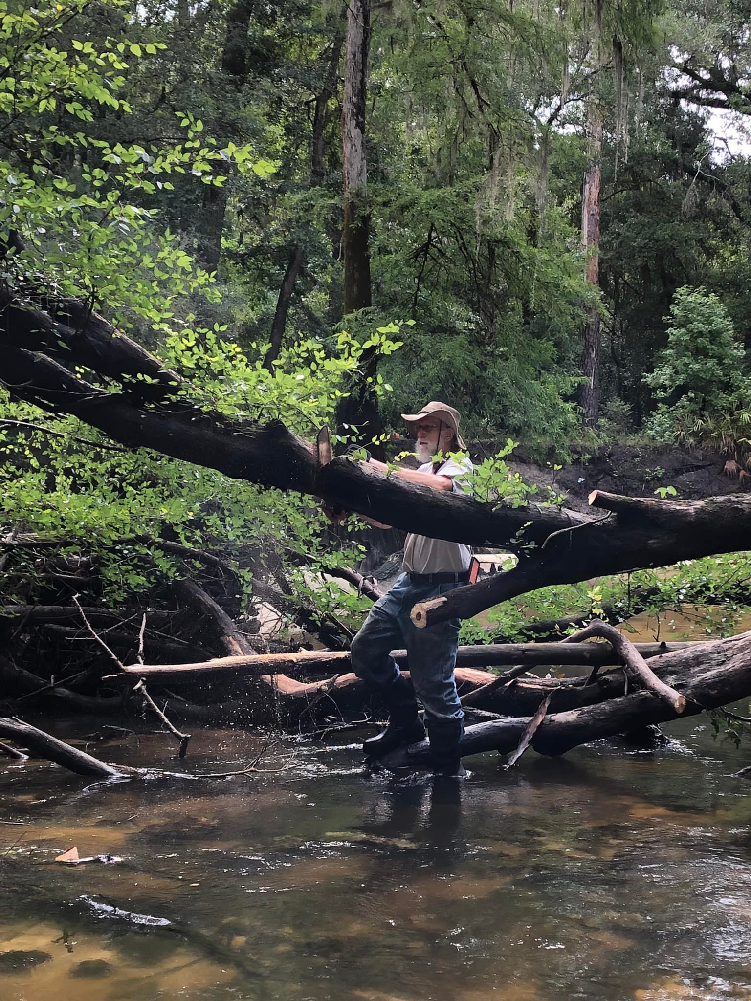 jsq sawing on first big log jam --Russell Allen McBride