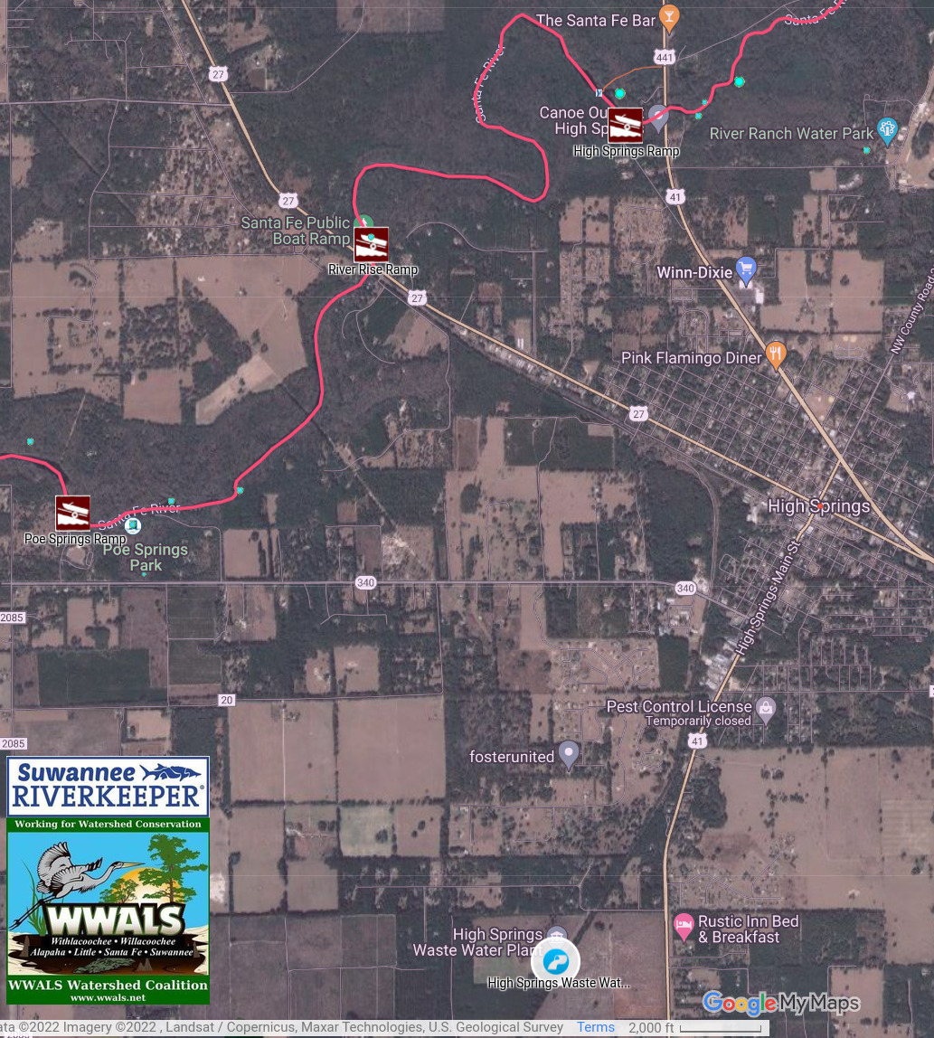 High Springs Waste Water Plant in WWALS SRWT map