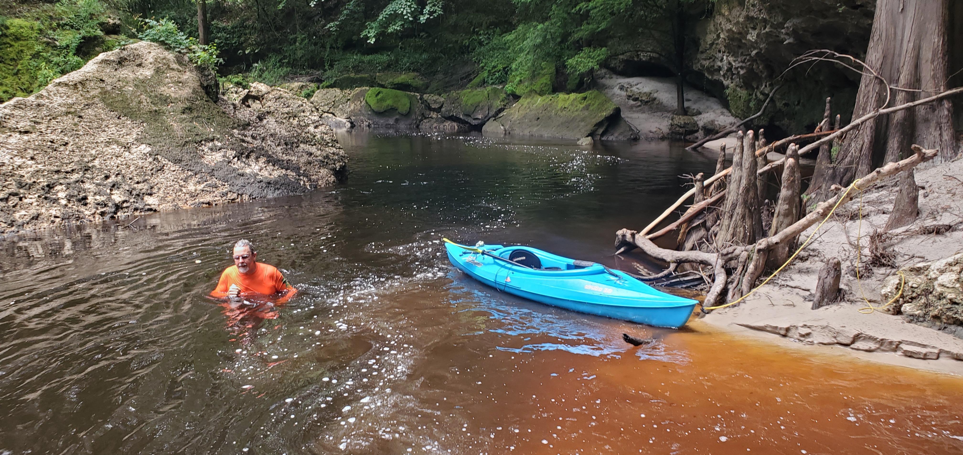 Swimmer at Turket Falls, 12:34:39, 30.6043362, -83.0757413