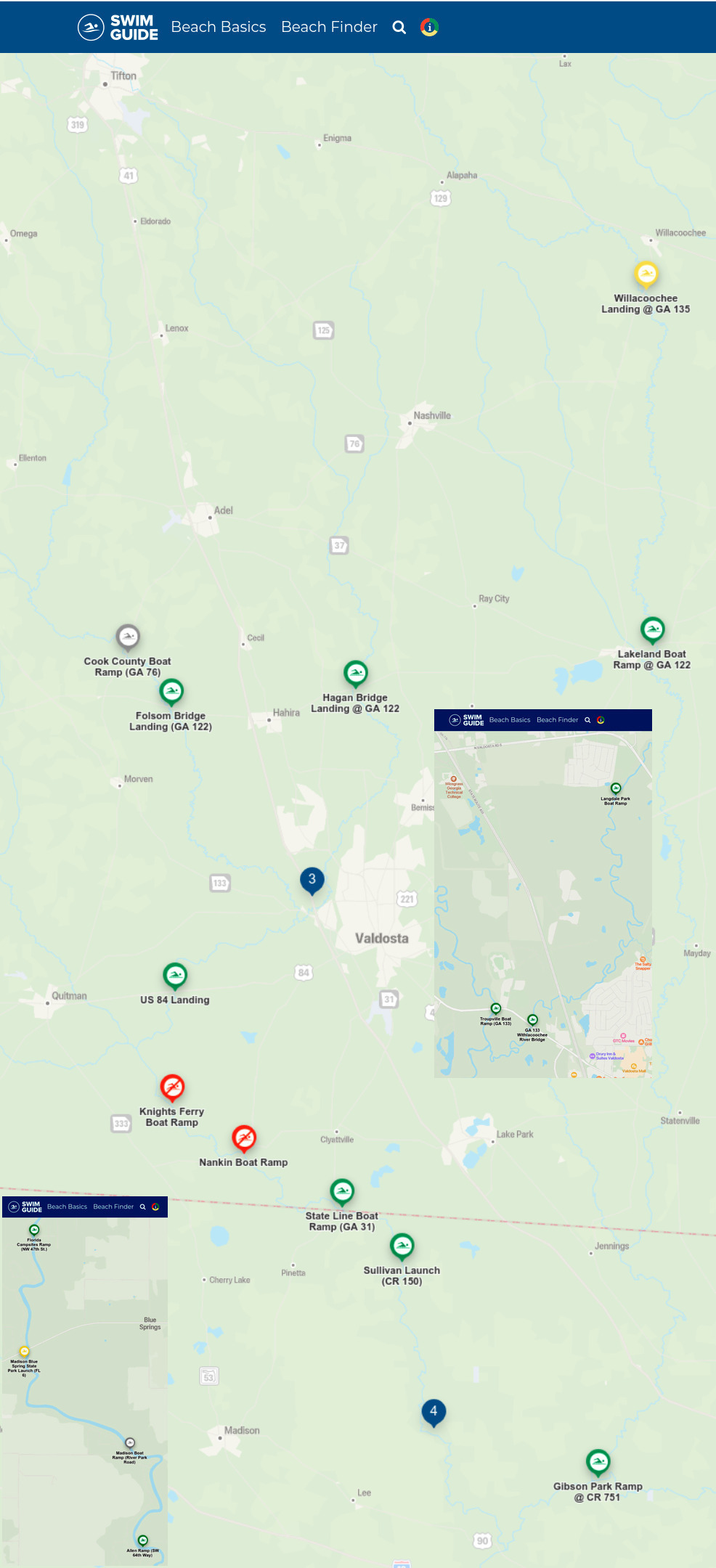 Map: Bad Withlacoochee River, Swim Guide 2022-07-21