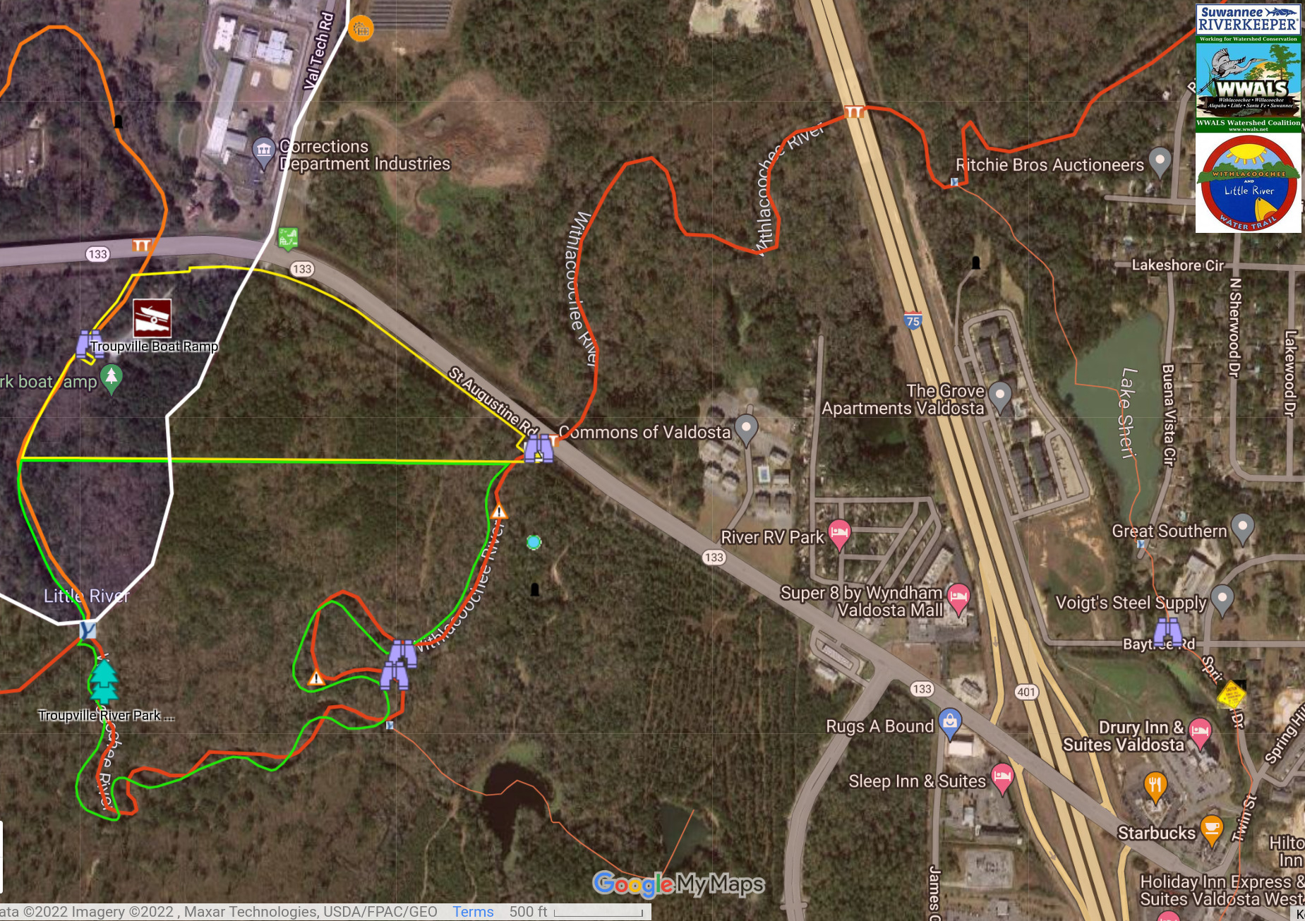 Map: Withlacoochee River WLRWT 2022-07-25