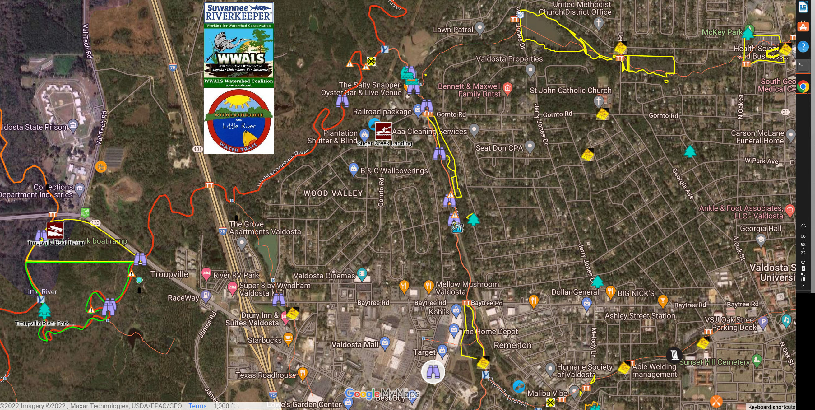 Dollar Tree to Withlacoochee River in WWALS WLRWT Map