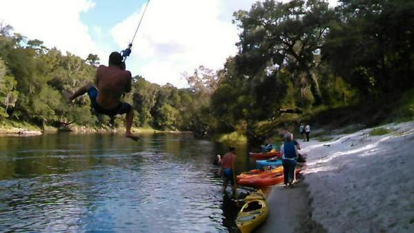 Swinging into the Suwannee River 2015-08-15. Photo: John S. Quarterman