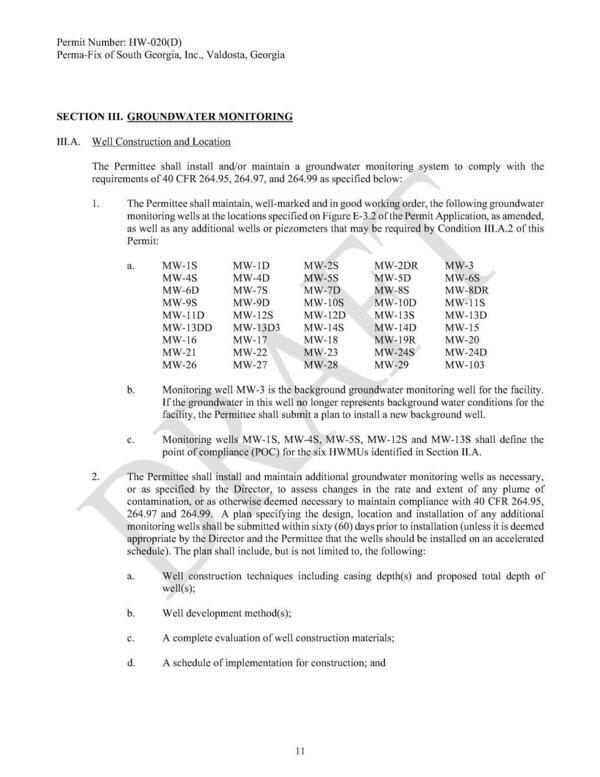 SECTION III. GROUNDWATER MONITORING