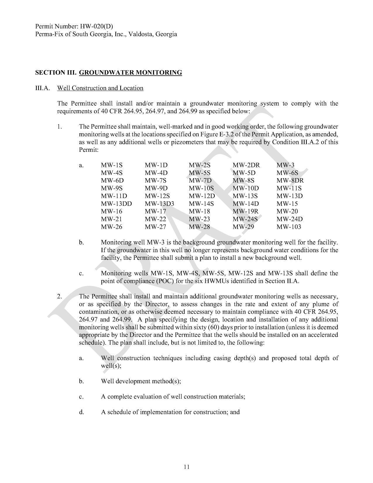 SECTION III. GROUNDWATER MONITORING