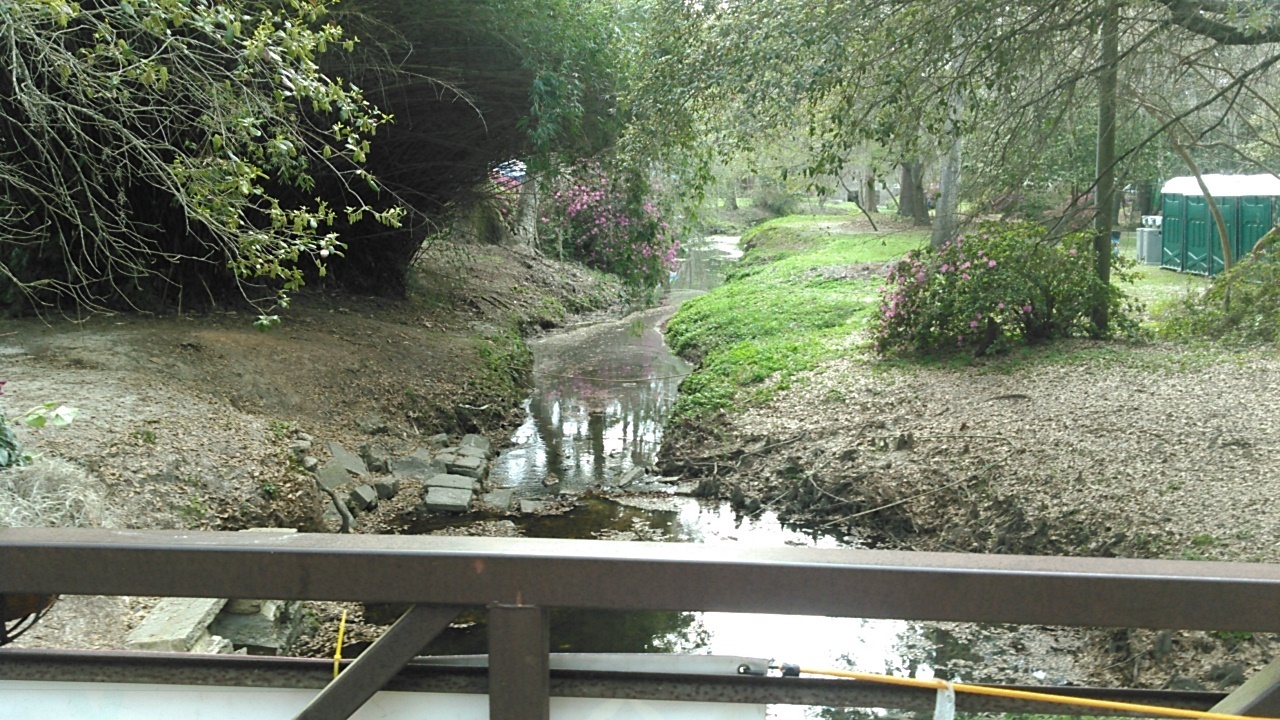 Drexel Park bridge, One Mile Branch, Photo: John S. Quarterman, 2016-03-12