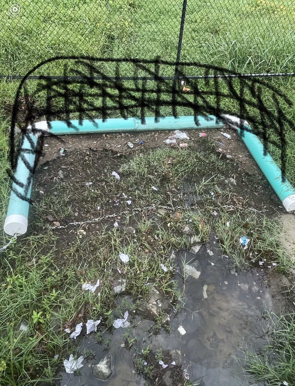 Net sketch. Perhaps the trash trap can be modified and fitted with something to prevent the trash from following up and over the boom and into the pond.