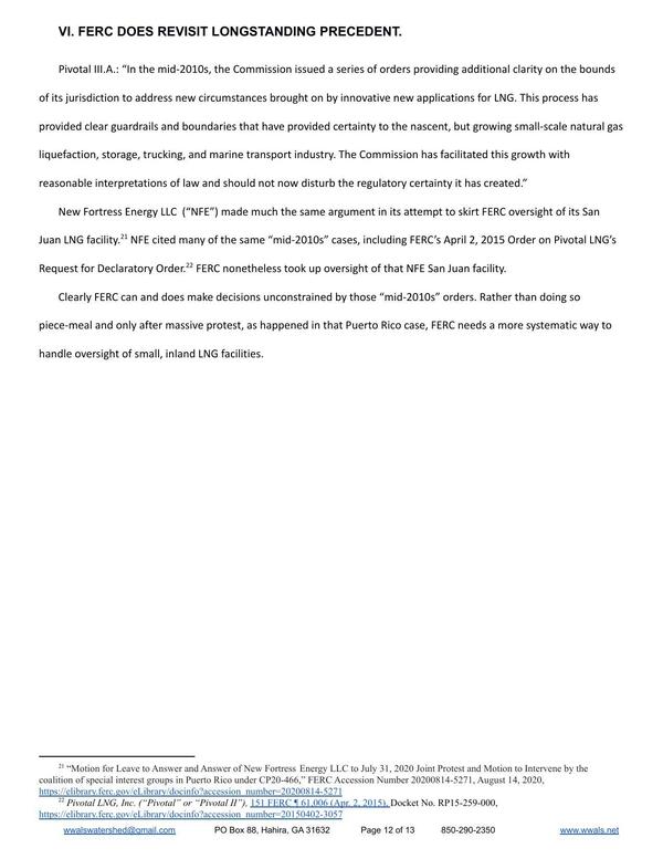 Page 12: VI. FERC DOES REVISIT LONGSTANDING PRECEDENT.