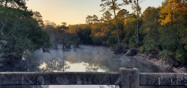 Fog on the Little River at Miller Bridge, 08:04:04, 30.9732253, -83.4426796