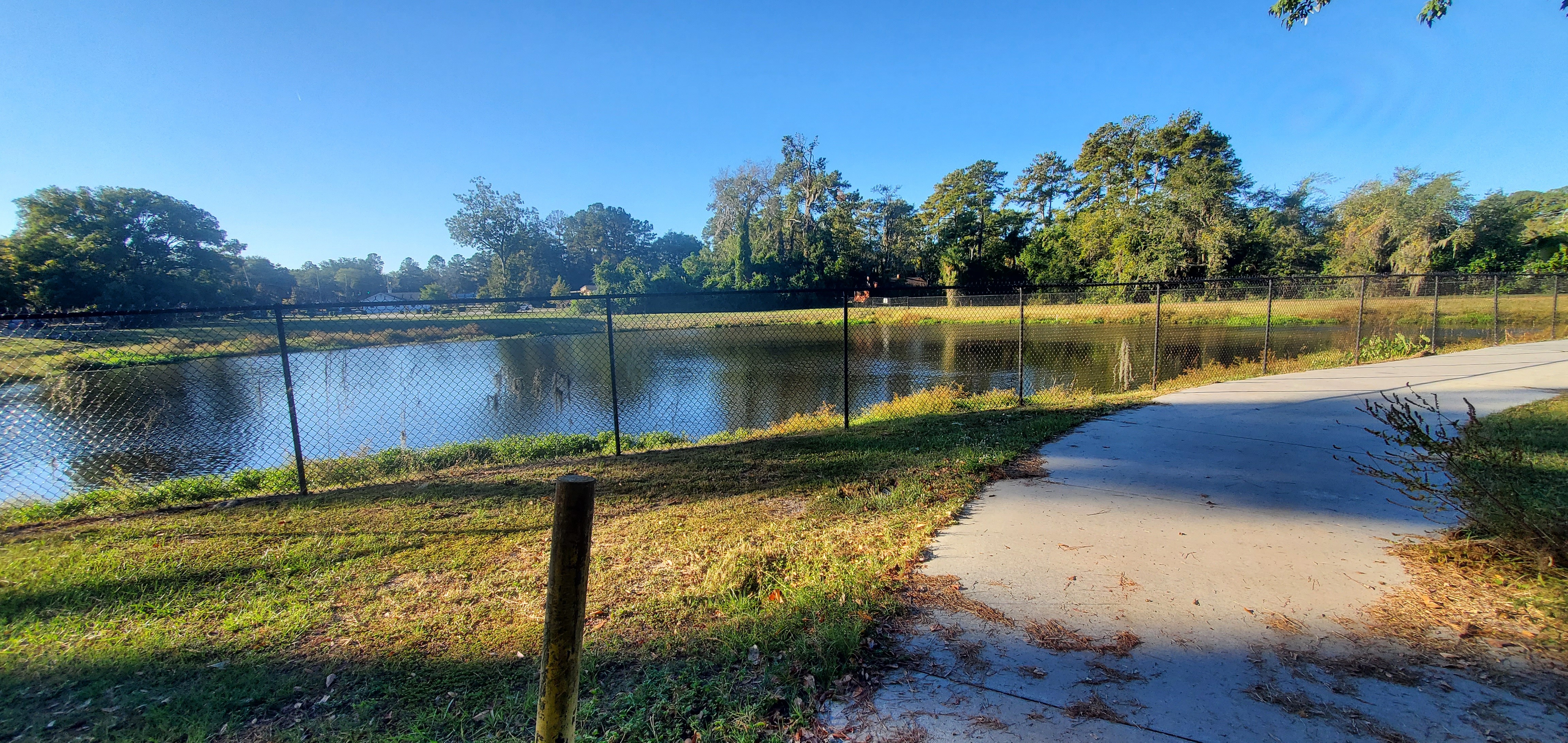 Lee St. Detention Pond from Azalea City Trail, 2022:10:18 09:07:05, 30.8477220, -83.2782570