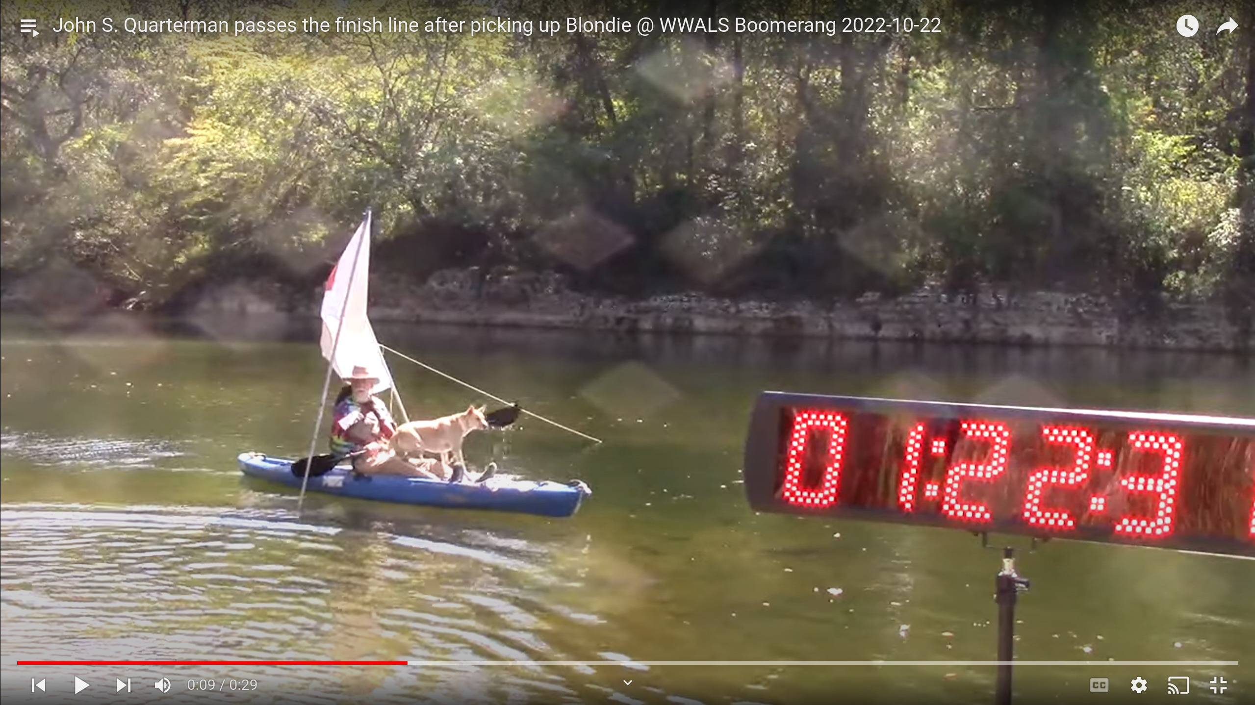 1:22:31 Blondie Quarterman, first canine in boat