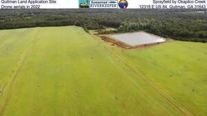 [Quitman Land Application Site, Sprayfield by Okapilco Creek, Drone aerials in 2022, 12318 E US 84, Quitman, GA 31643]