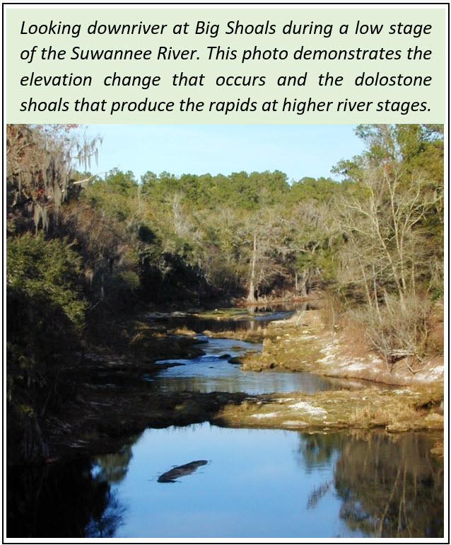 Downstream Big Shoals at low Suwannee River