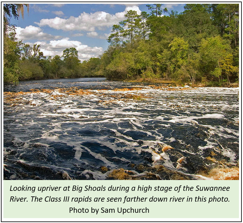 Upstream Big Shoals at high Suwannee River