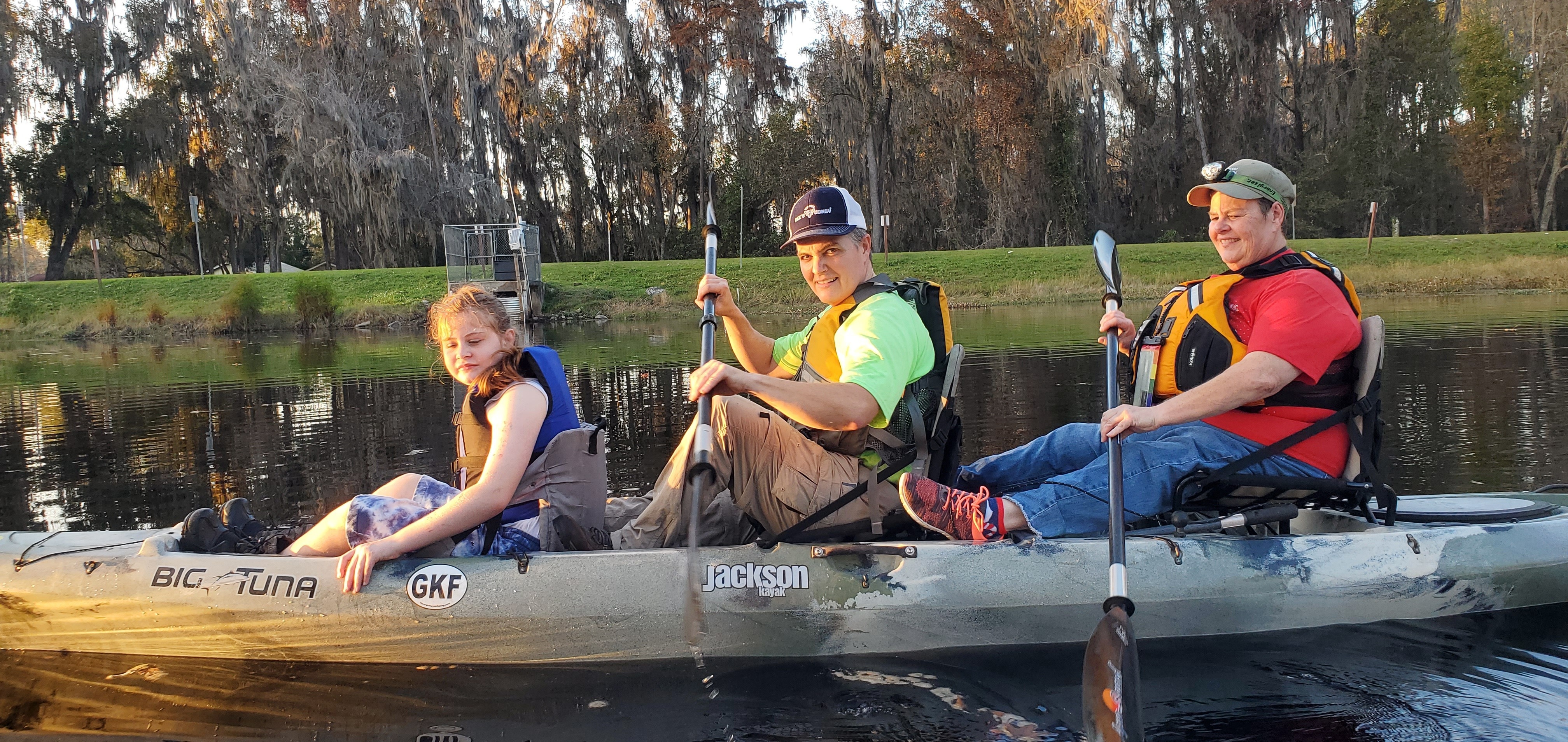 Holly Jones in the kayak she won