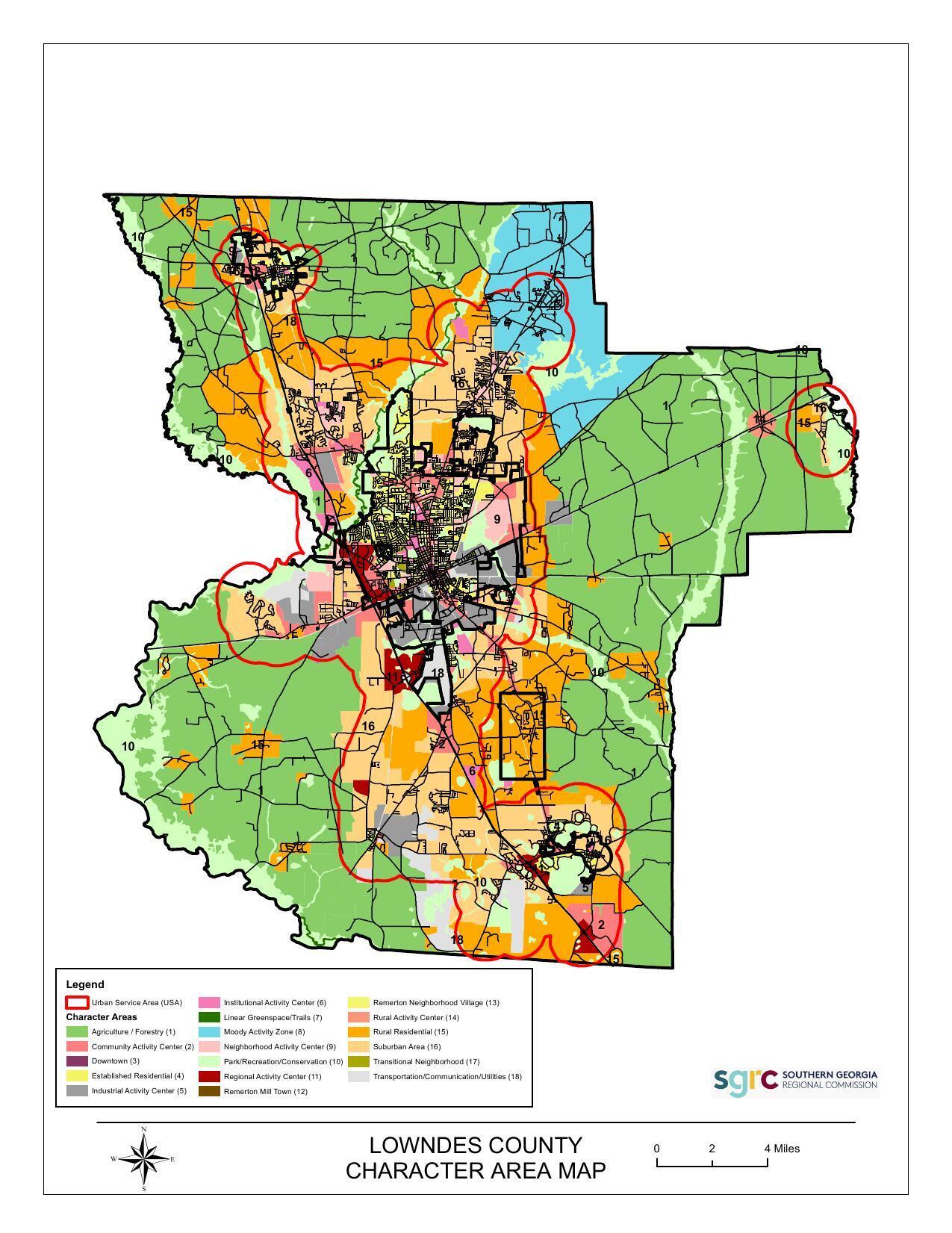 LOWNDES COUNTY CHARACTER AREA MAP