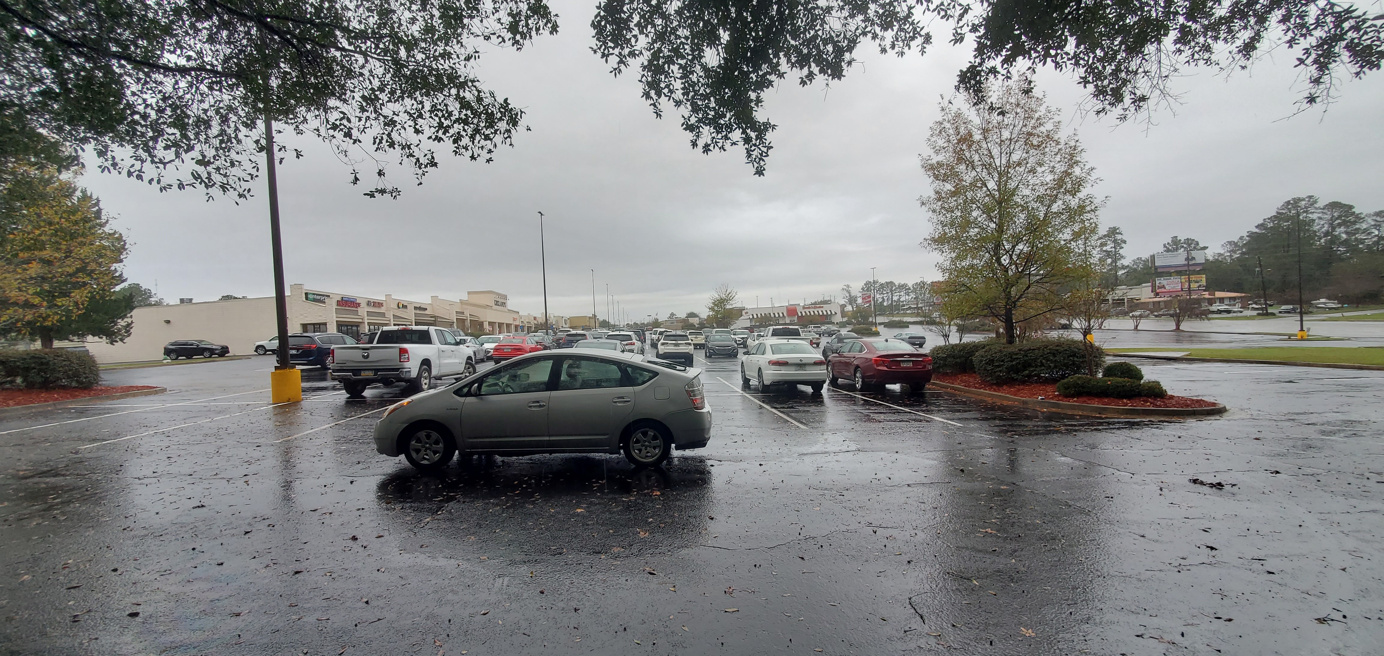 Uphill across the parking lot