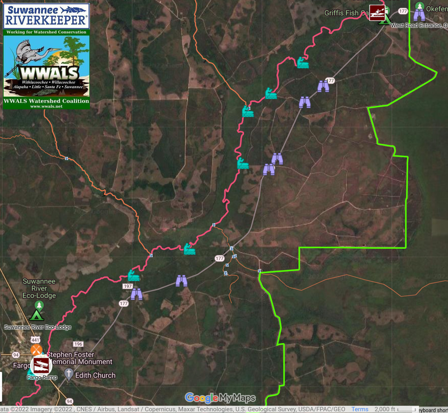 Map: Griffis Fish Camp to Fargo Ramp in WWALS SRWT