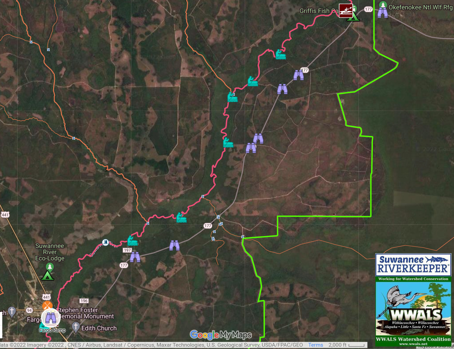 Map: Griffis Fish Camp to Fargo Ramp in WWALS SRWT map