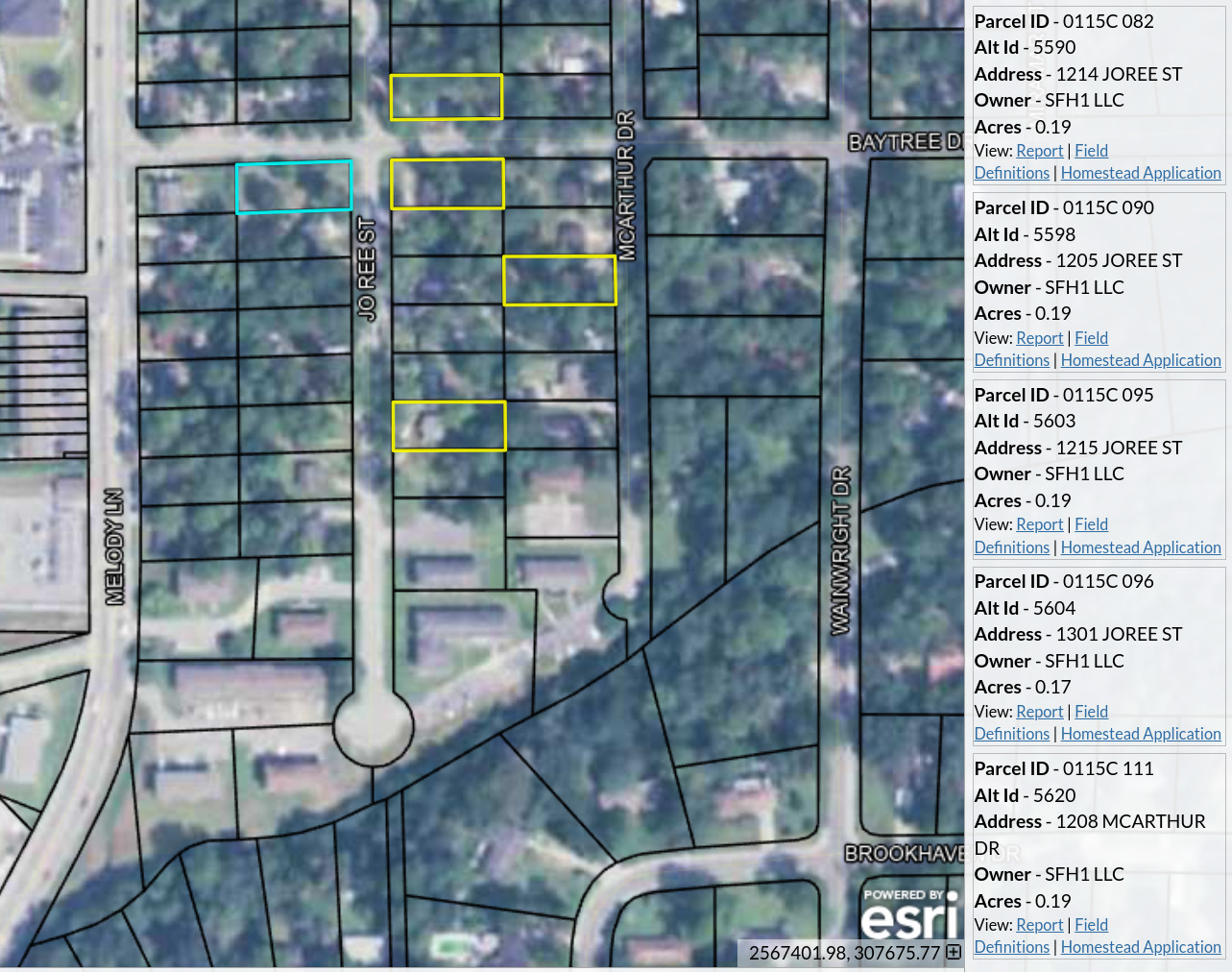 Five lots: SFH1 LLC --Lowndes County Tax Assessors