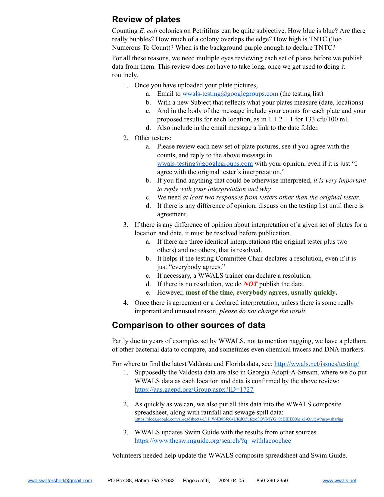 [Comparison to other sources of data and Publishing results]