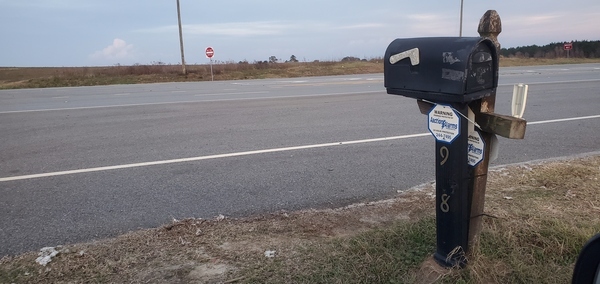 9284 Valdosta Hwy mailbox across from cotton field in project, 17:52:06, 30.9359100, -83.4856650