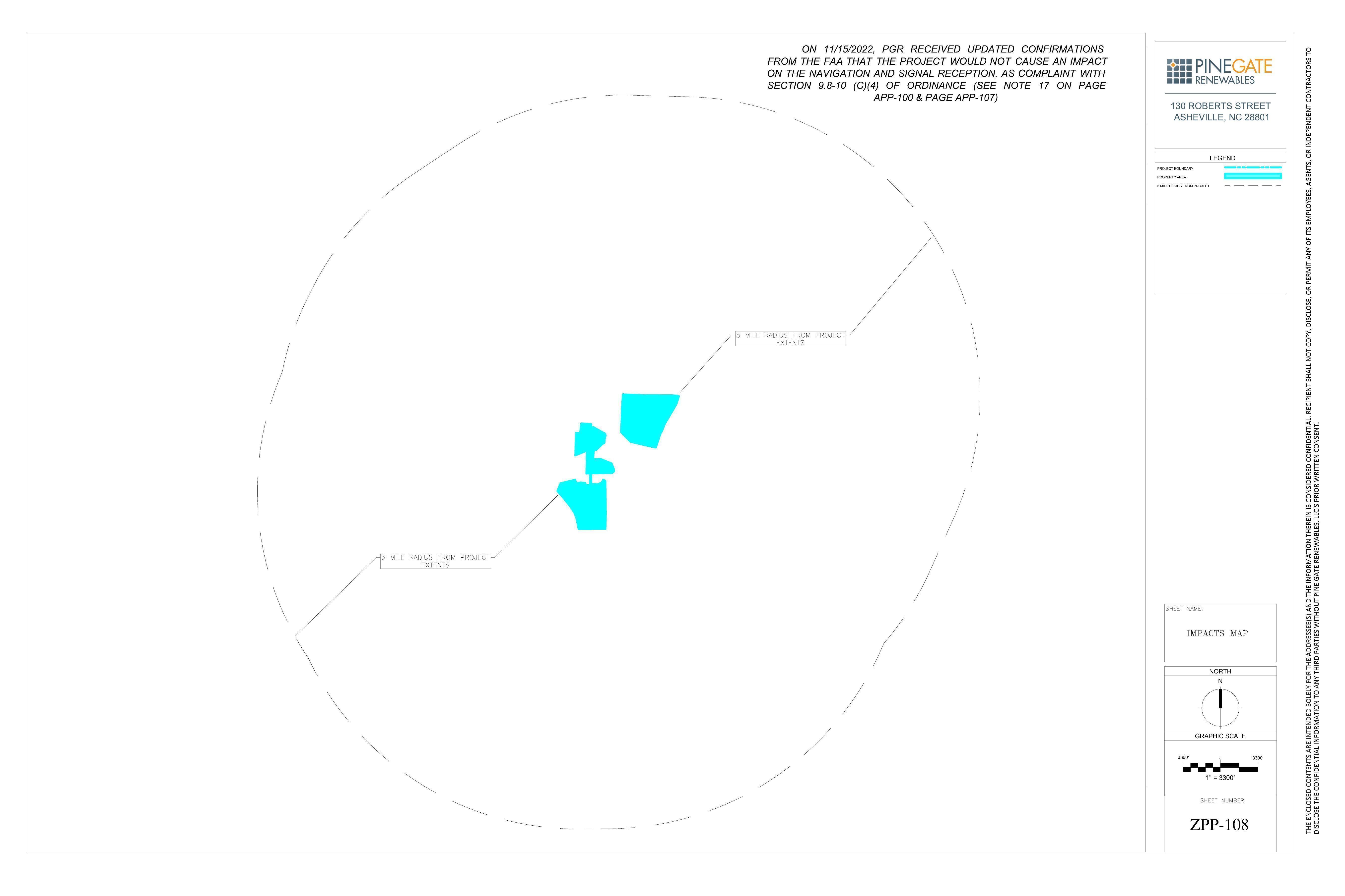 Impacts Map: 5 mile radius from project extents