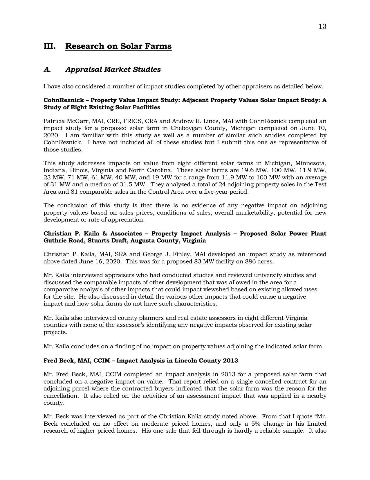 III. Research on Solar Farms