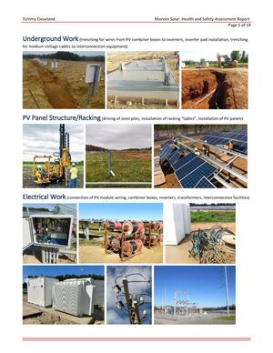 [Pictures: Underground WOrk, PV Panel Structure, Electrical Work]