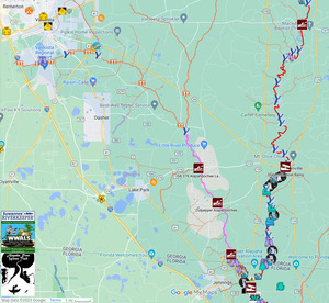 [Map: Dukes Bay Canal, Mud Swamp Creek, Alapahoochee River, Alapaha River in ARWT]