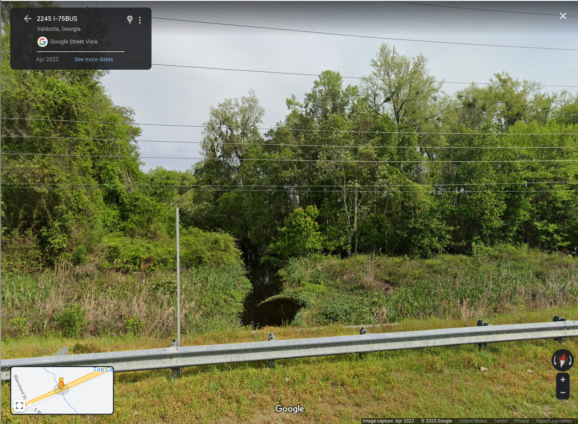 US 84 Knights Creek Bridge, upstream, Google Streetview