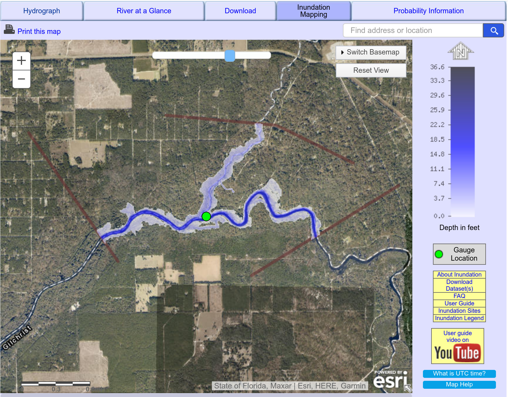 Inundation Map, TREPO Gauge, Santa Fe River above Ichetucknee River, 2023-02-16