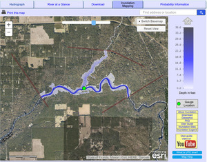 [Inundation Map, TREPO Gauge, Santa Fe River above Ichetucknee River, 2023-02-16]