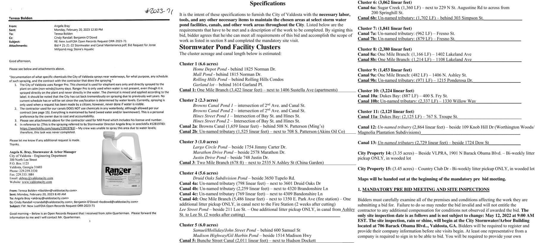 ORR Response and Stormwater Pond Facility Clusters