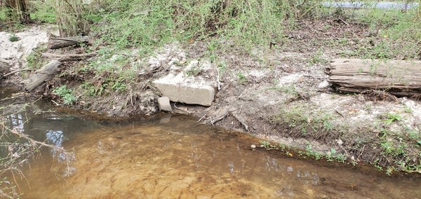 Concrete, Two Mile Branch downstream, Berkley Drive, 14:43:42, 30.8634340, -83.3019160