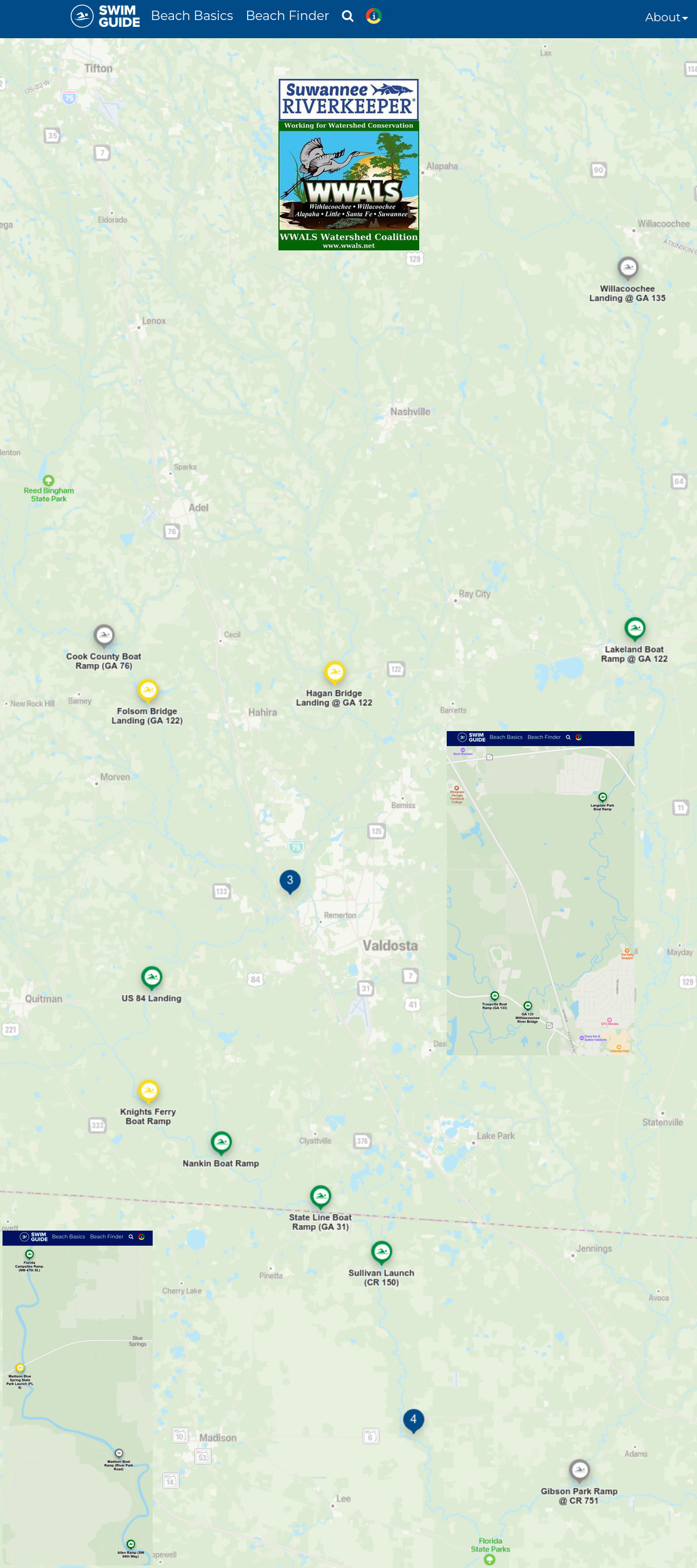 Map: Clean Withlacoochee River, Swim Guide 2023-03-02