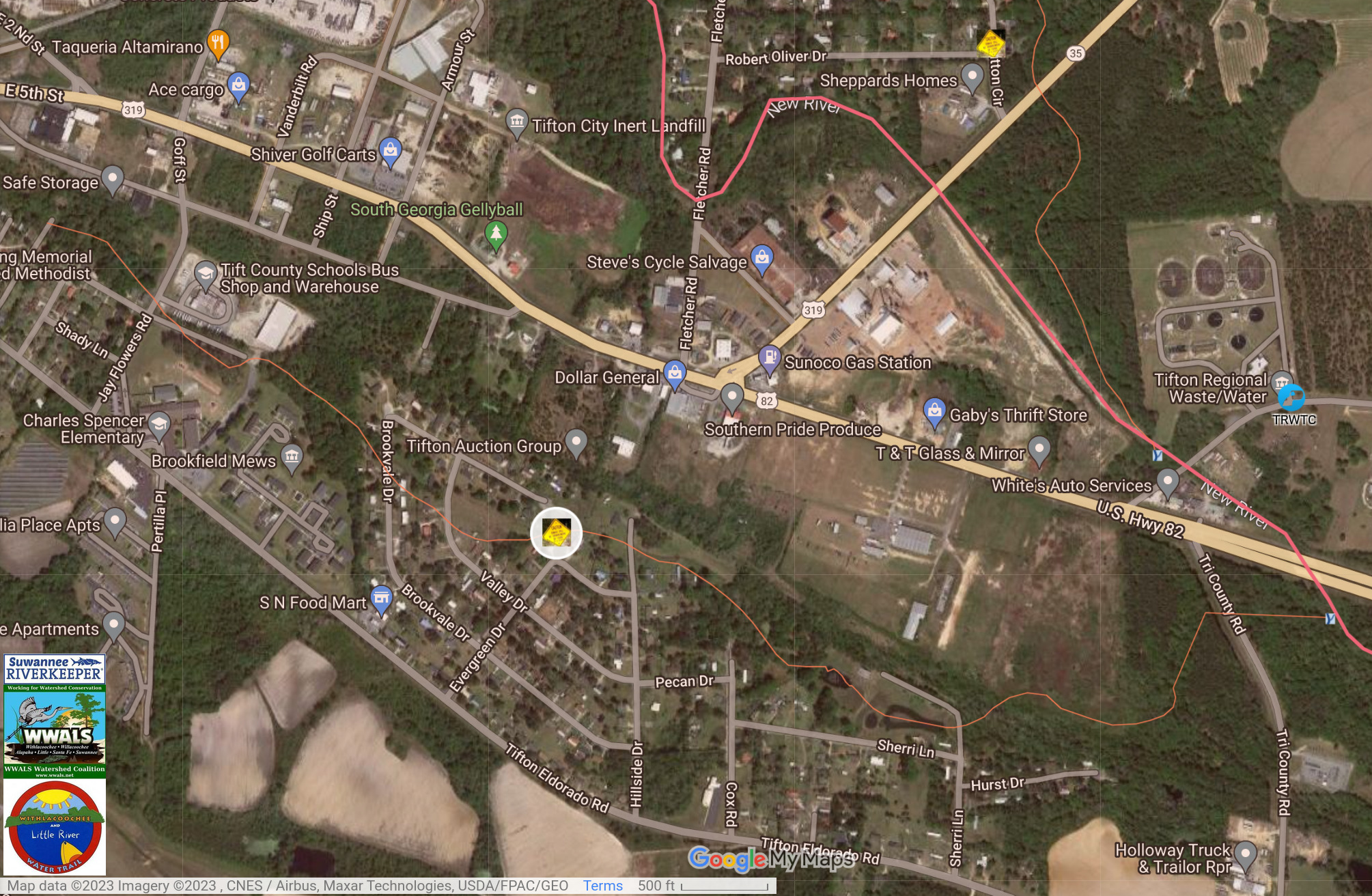 Map: Tifton Evergreen Drive spill