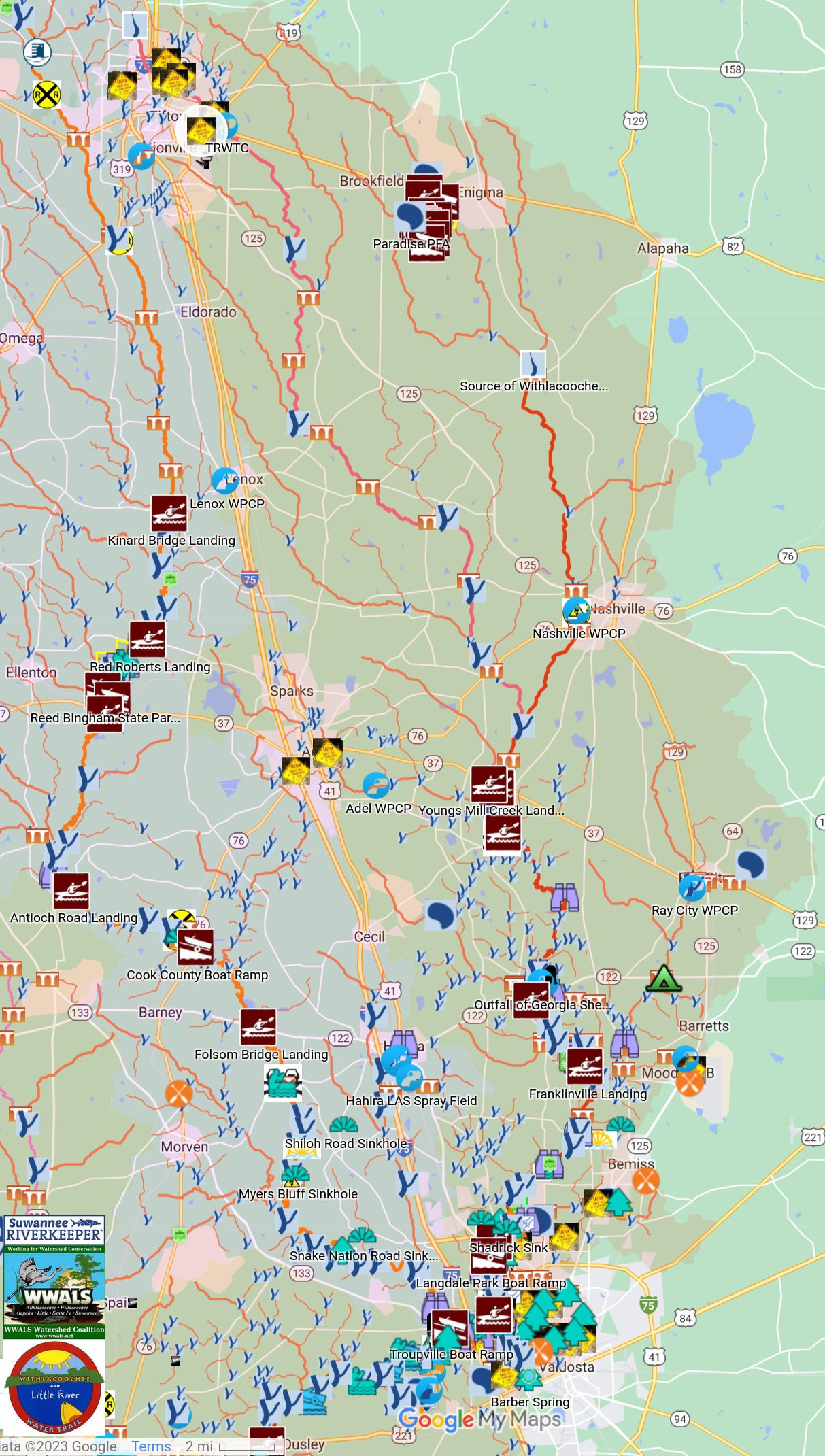 Map: Tifton New, Withlacoochee, Little Rivers