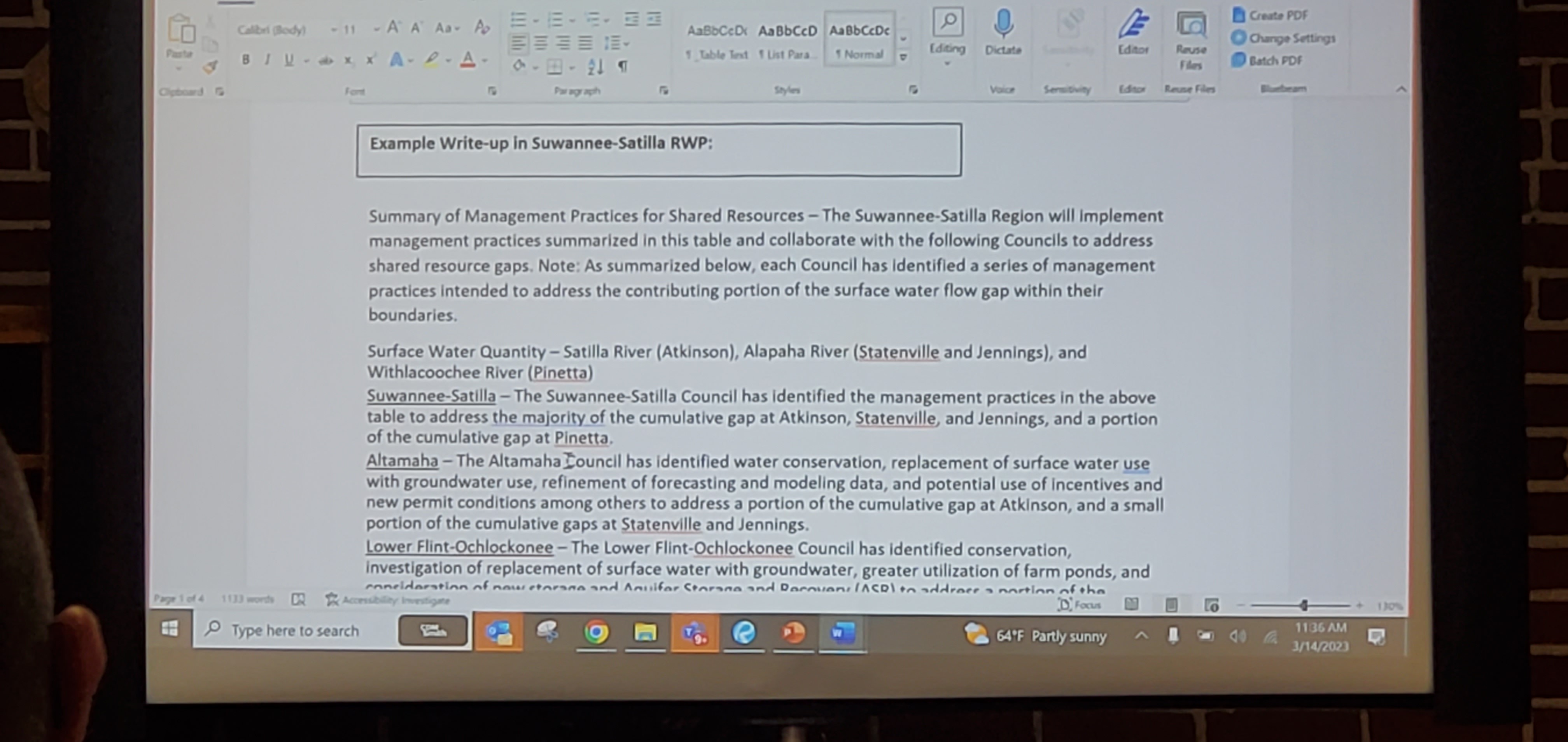 Example writeup in SSRWMP