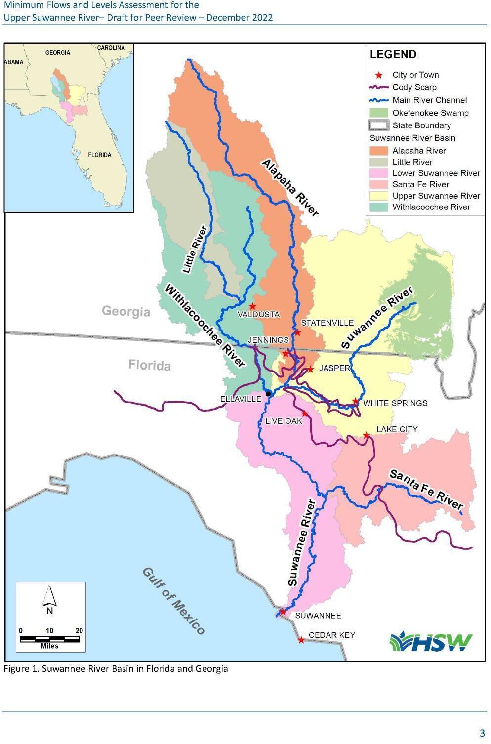 Map: Suwannee River Basin in Florida and Georgia --SRWMD