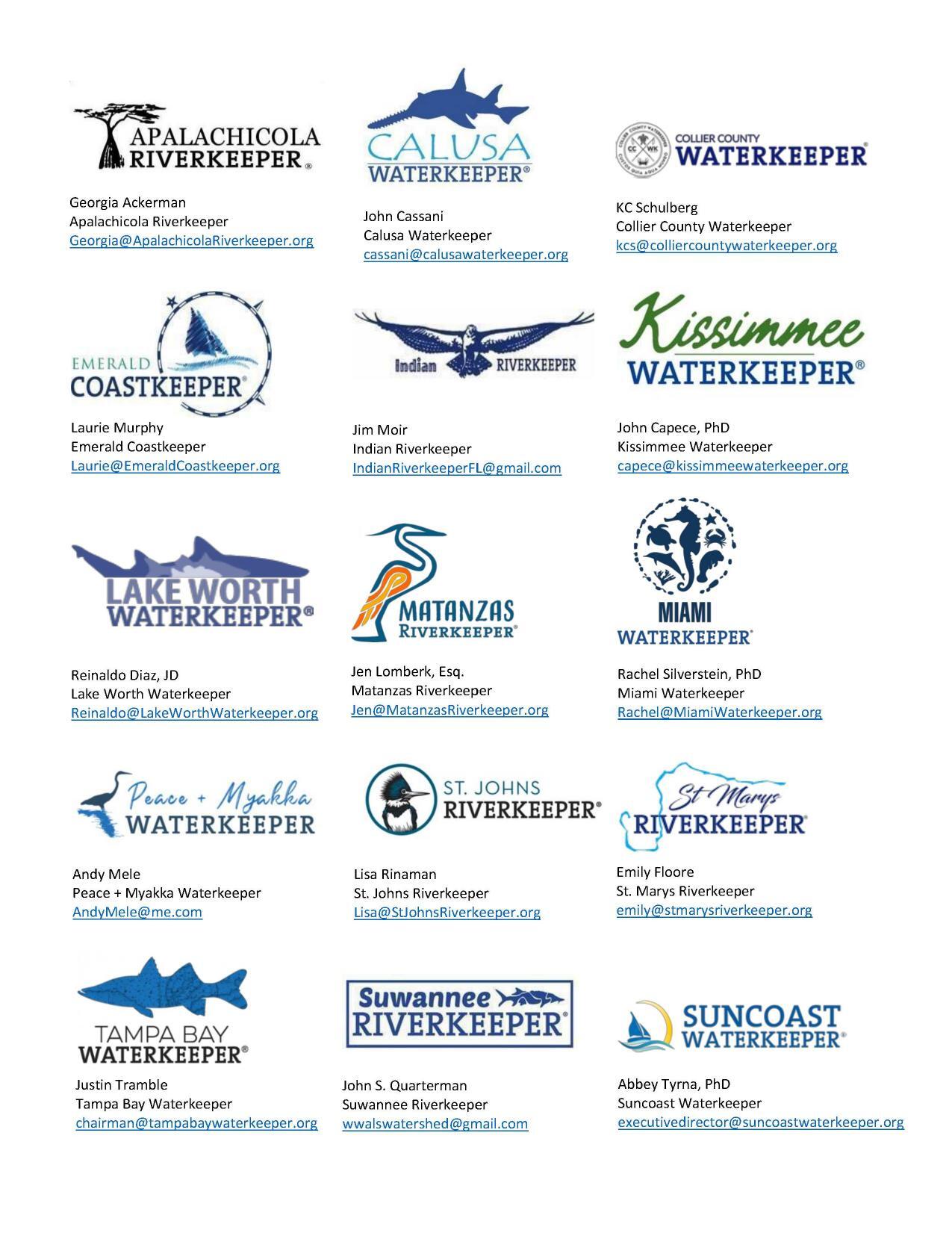 Member logos of Waterkeepers Florida