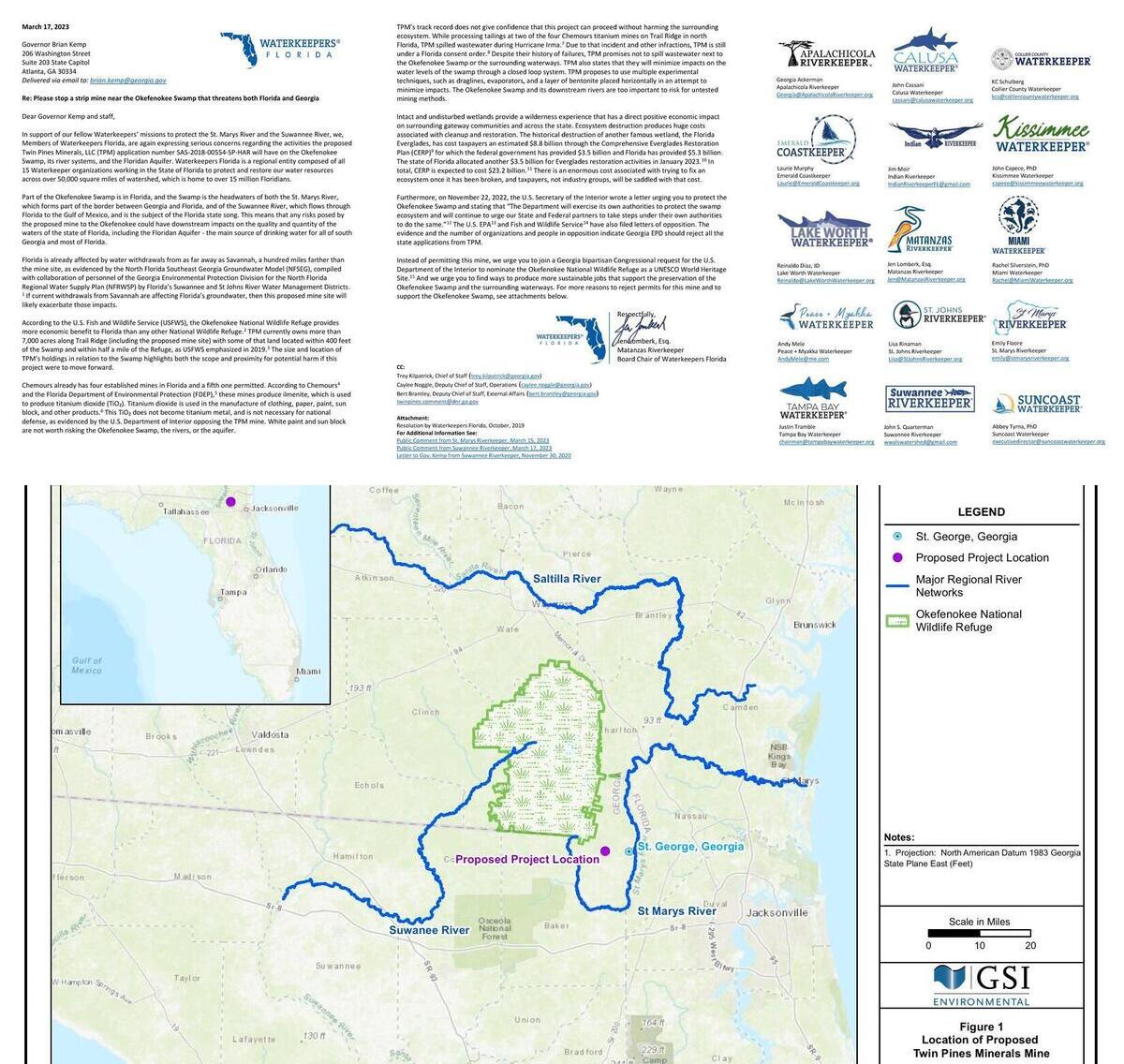 Support the Okefenokee Swamp, not a strip mine --Waterkeepers Florida 2023-03-17
