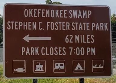 Okefenokee Swamp sign at I-75 exit 18, Valdosta