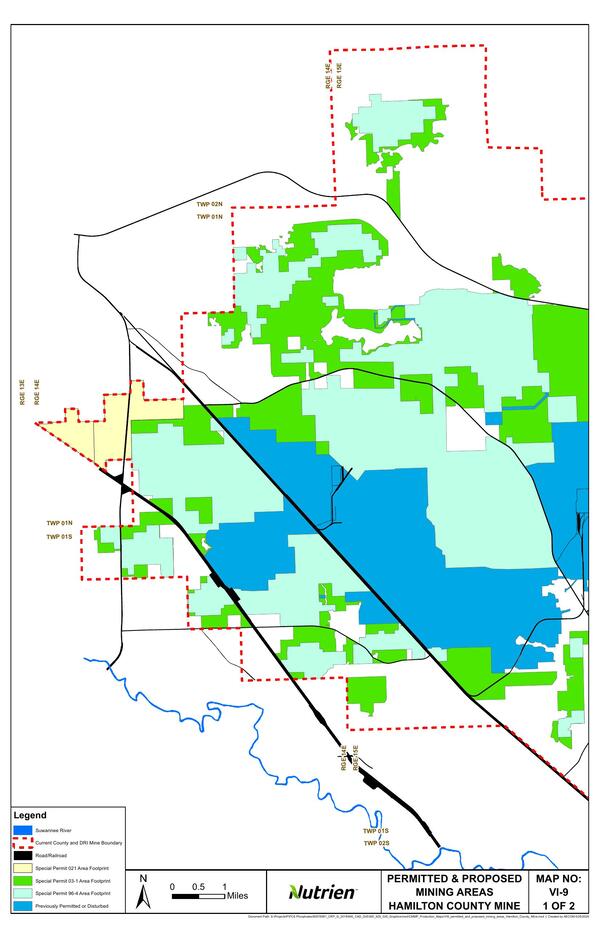 Permitted and Propsoed Mining Areas, Hamilton County Mine (1 of 2)