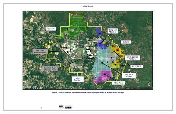 Figure 3. Map of selected private landowners within mining boundary at Nutrien—-White Springs