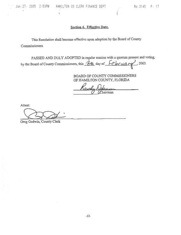 Hamco Resolution 2003-05 (page 12 of 12)