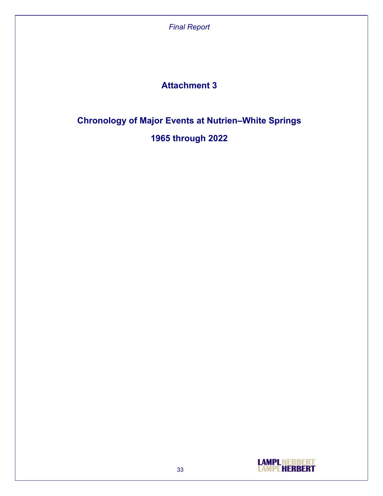 Attachment 3 Chronology of Major Events at Nutrien—White Springs 1965 through 2022