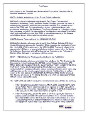 [FDEP — Ambient Air Quality and Point Source Emissions Permits; USACE- Federal Wetlands Permit No. 198404652 (IP-RHL); FDEP — NPDES/Industrial Wastewater Facility Permit No. FLO000655]